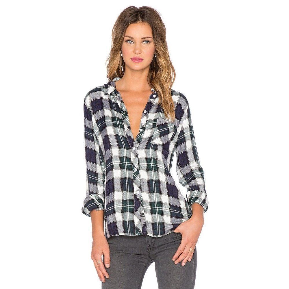 Rails Hunters Plaid Button Down Midnight & Forest Top